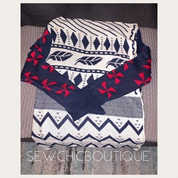 Tribal Pattern Open Front Midi Cardigan - Picture 6 of 8